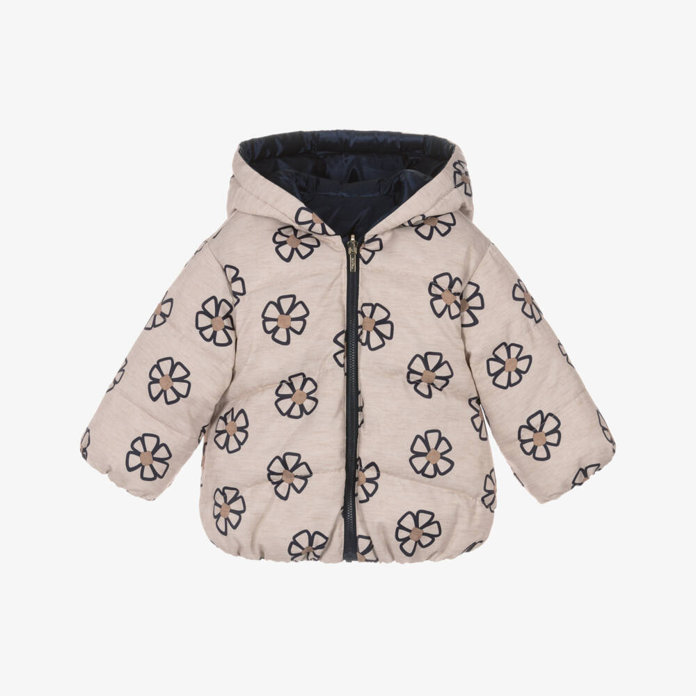 Mayoral-Двусторонний синий бежевый пуховик для девочек | Childrensalon Outlet