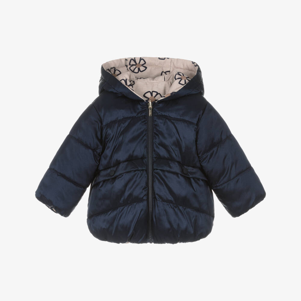 Mayoral-Двусторонний синий бежевый пуховик для девочек | Childrensalon Outlet