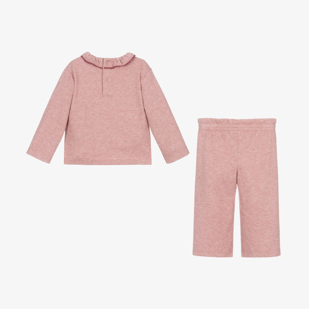 Mayoral-Girls Ribbed Pink Outfit Set | Childrensalon Outlet