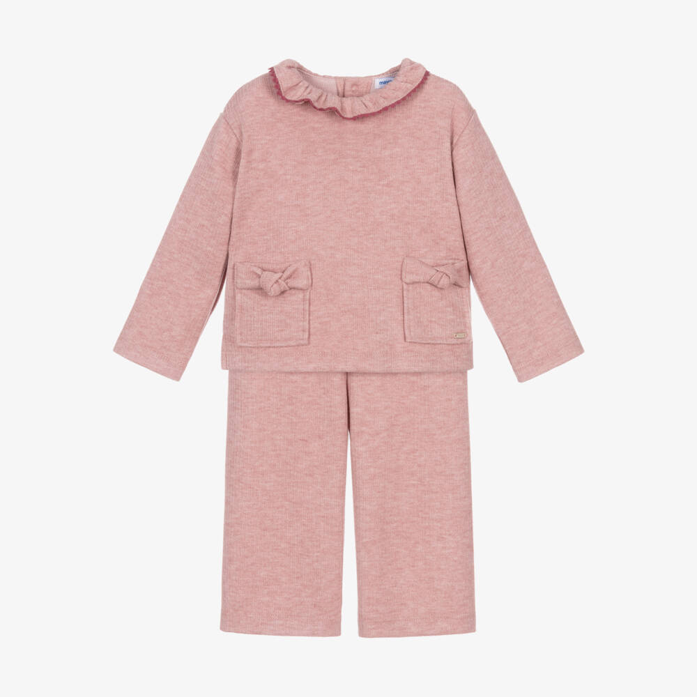 Mayoral-Girls Ribbed Pink Outfit Set | Childrensalon Outlet