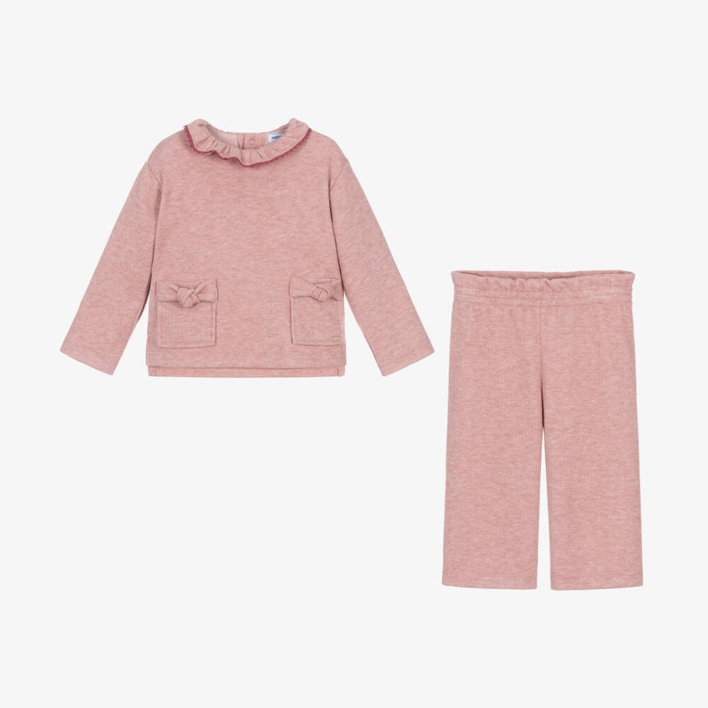 Mayoral-Girls Ribbed Pink Outfit Set | Childrensalon Outlet