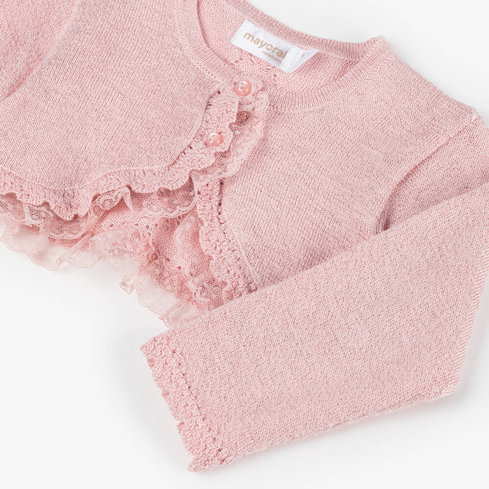 Mayoral Newborn-Girls Rose Knit Lace Cardigan | Childrensalon Outlet