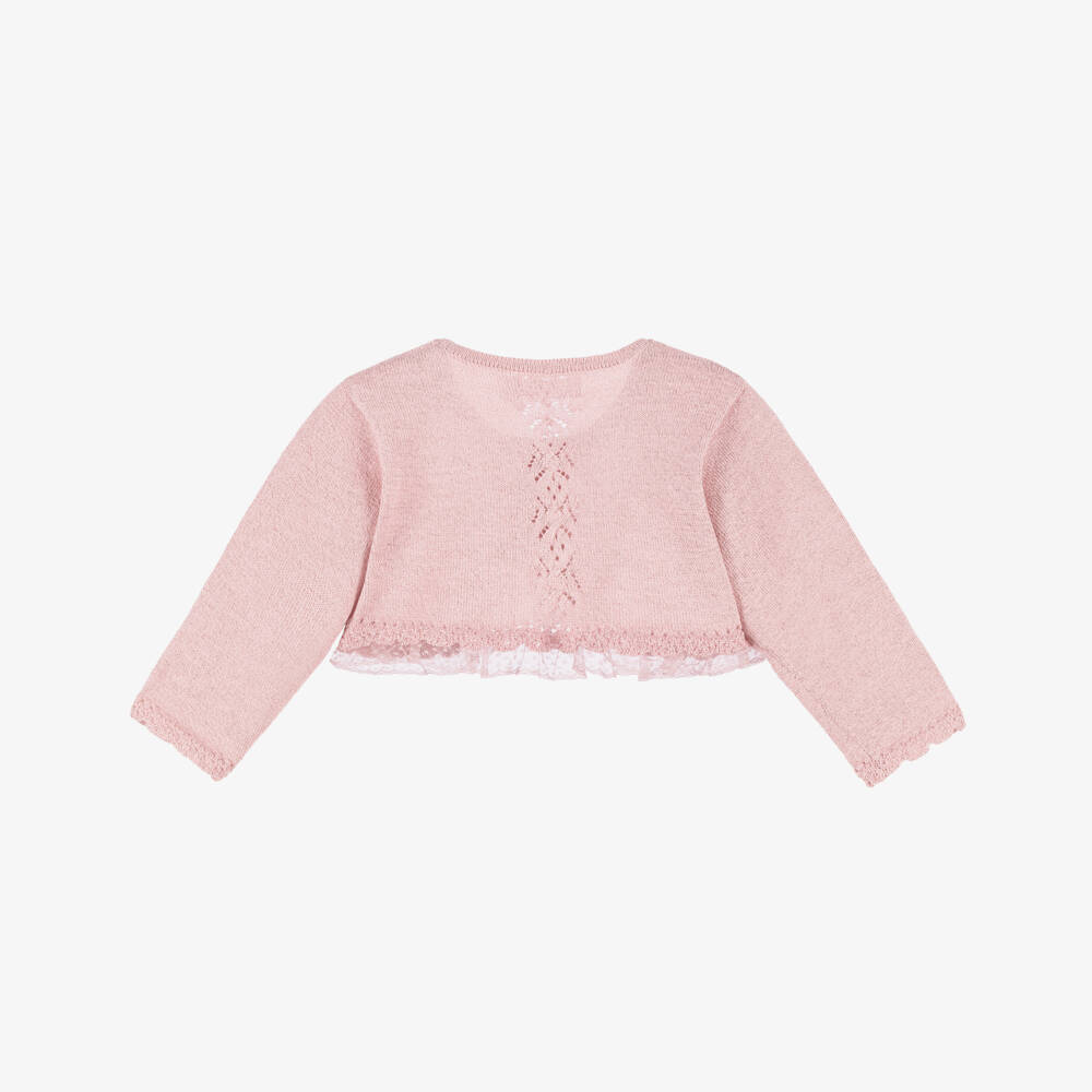 Mayoral Newborn-Girls Rose Knit Lace Cardigan | Childrensalon Outlet