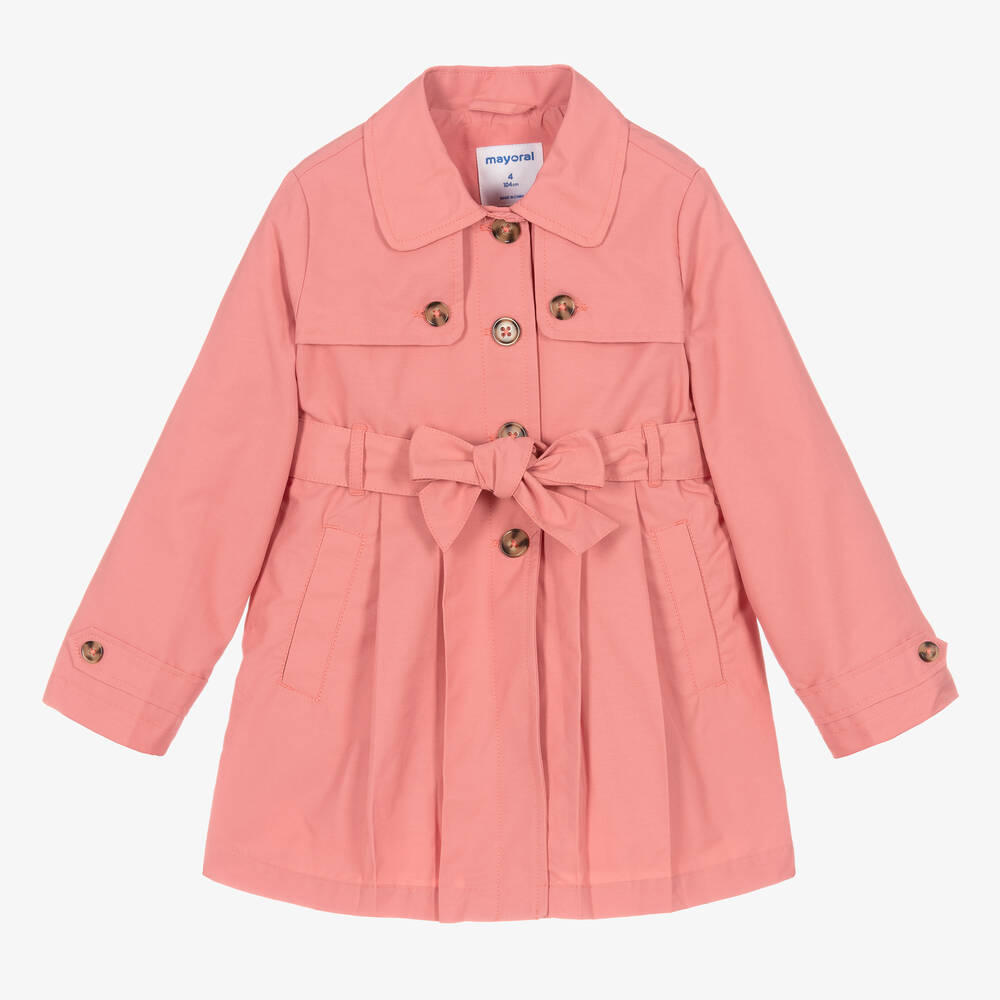Mayoral-Girls Rose Pink Trench Coat | Childrensalon Outlet