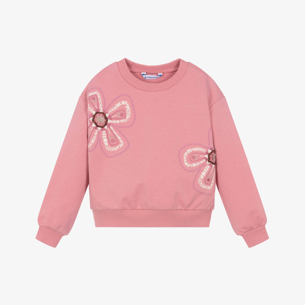 Mayoral-Girls Rosey Cotton Blossom Sweatshirt | Childrensalon Outlet