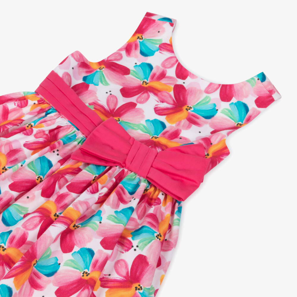 Mayoral-Летнее платье из хлопка с розовым цветочным узором для девочек | Childrensalon Outlet