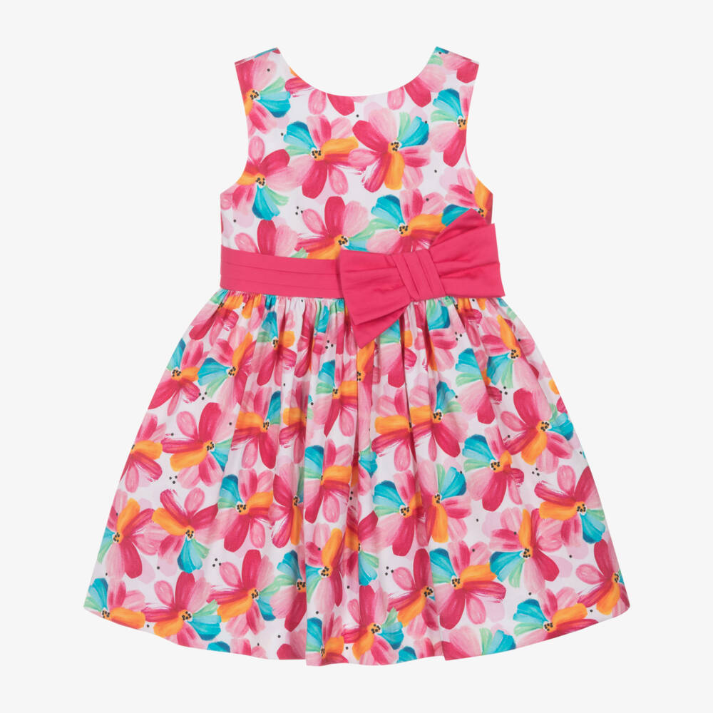 Mayoral-Летнее платье из хлопка с розовым цветочным узором для девочек | Childrensalon Outlet