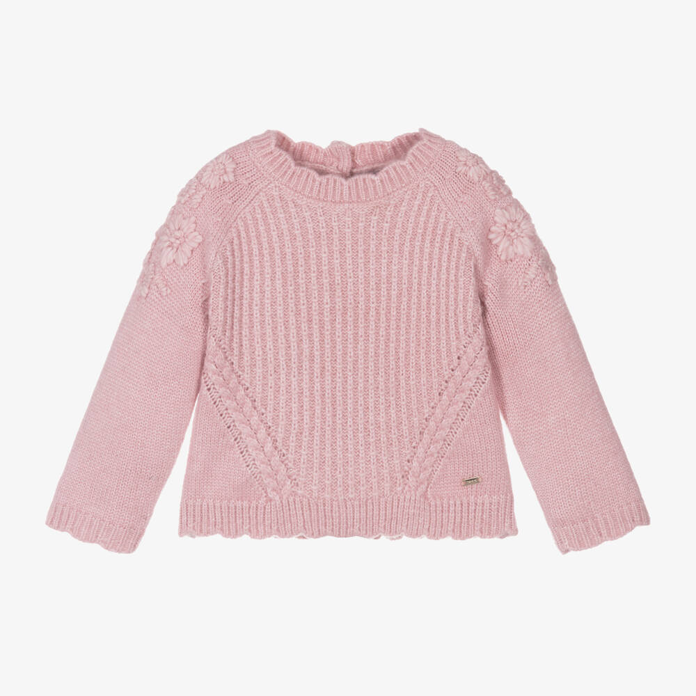 Mayoral-Girls Rosy Floral Knit Jumper | Childrensalon Outlet