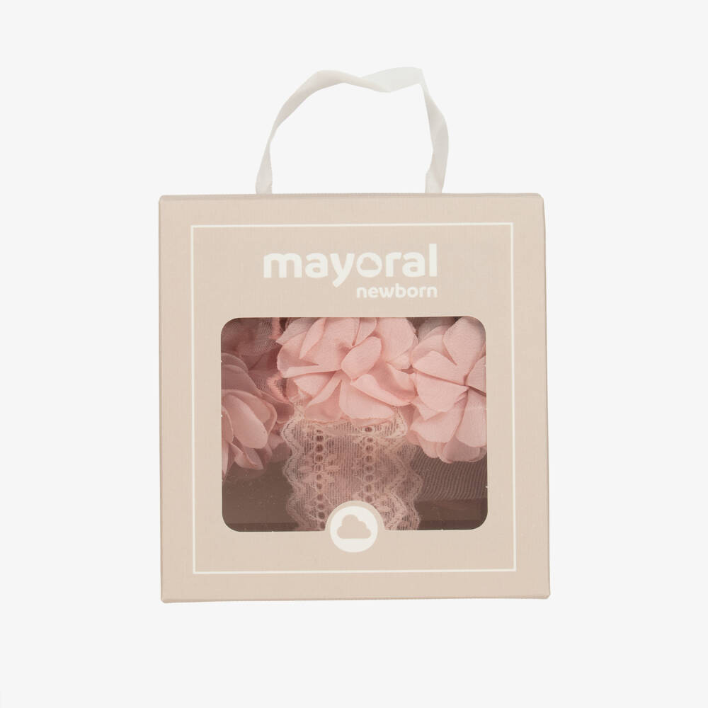 Mayoral Newborn-Girls Rosy Lace Sock & Headband Duo | Childrensalon Outlet