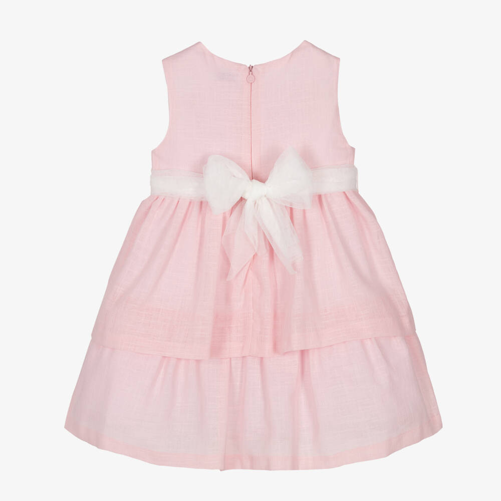 Mayoral-Girls Rosy Linen-Look Belted Frock | Childrensalon Outlet