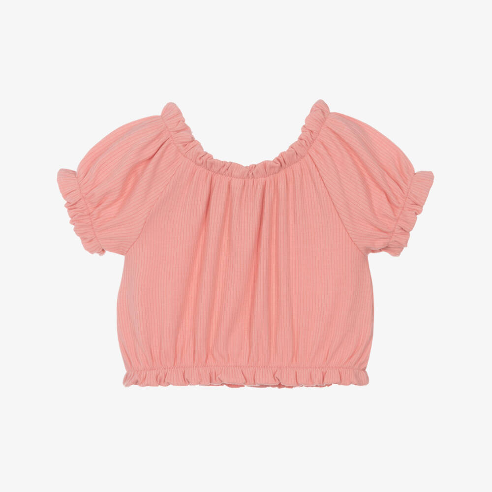 Mayoral-Girls Rosy Ribbed Knit Top | Childrensalon Outlet
