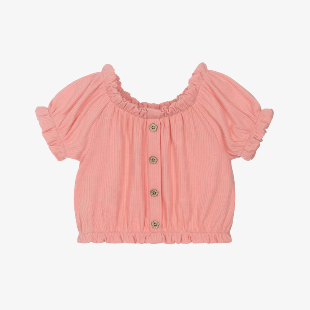 Mayoral-Girls Rosy Ribbed Knit Top | Childrensalon Outlet