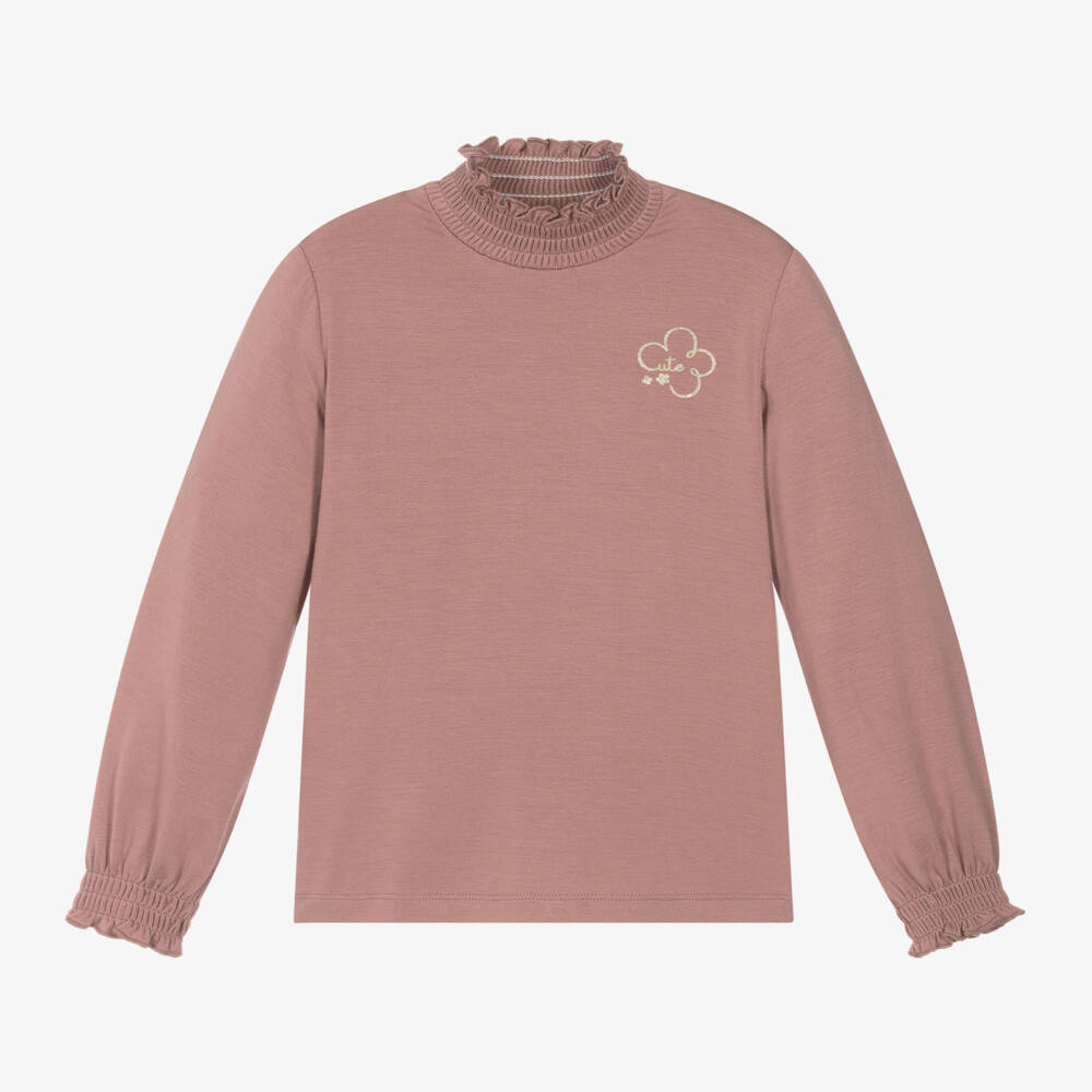 Mayoral-Girls Ruched Pink Jersey Top | Childrensalon Outlet