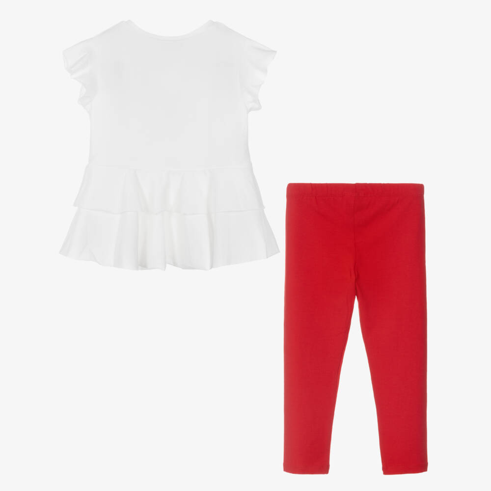Mayoral-Girls Ruffled Red & White Ensemble | Childrensalon Outlet