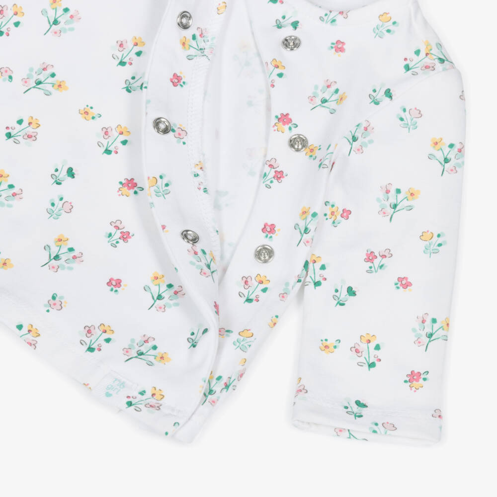 Mayoral Newborn-Girls Sage Floral Cotton Babygrow Set | Childrensalon Outlet