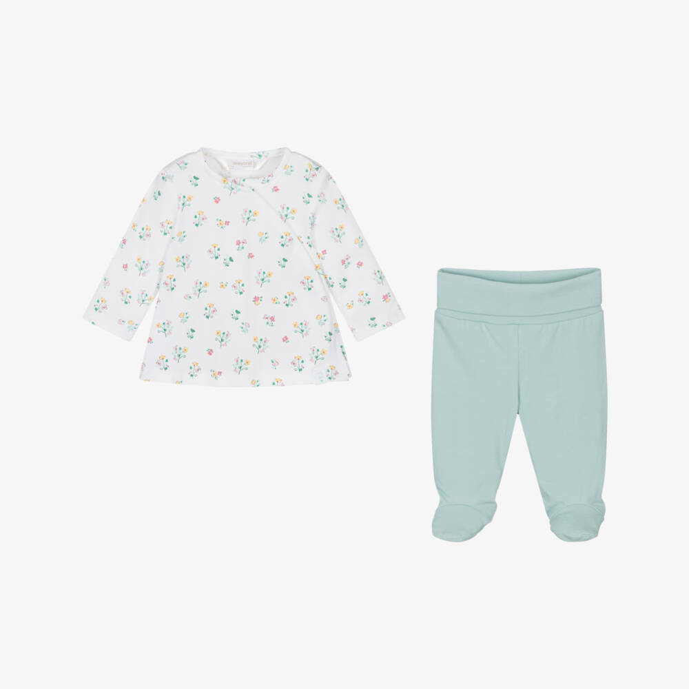 Mayoral Newborn-Girls Sage Floral Cotton Babygrow Set | Childrensalon Outlet