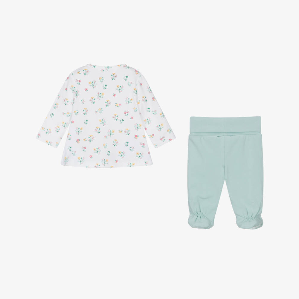 Mayoral Newborn-Girls Sage Floral Cotton Babygrow Set | Childrensalon Outlet