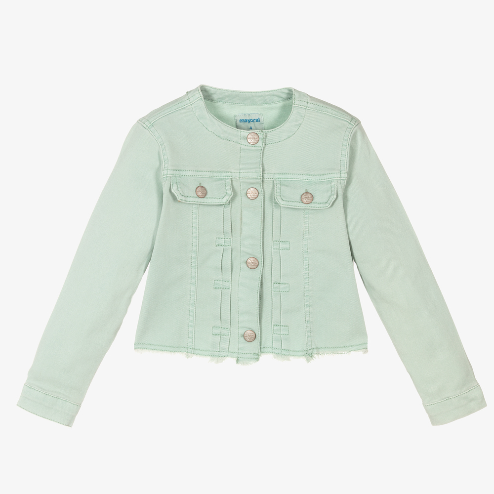 Mayoral - Светло-зеленая джинсовая куртка для девочек | Childrensalon