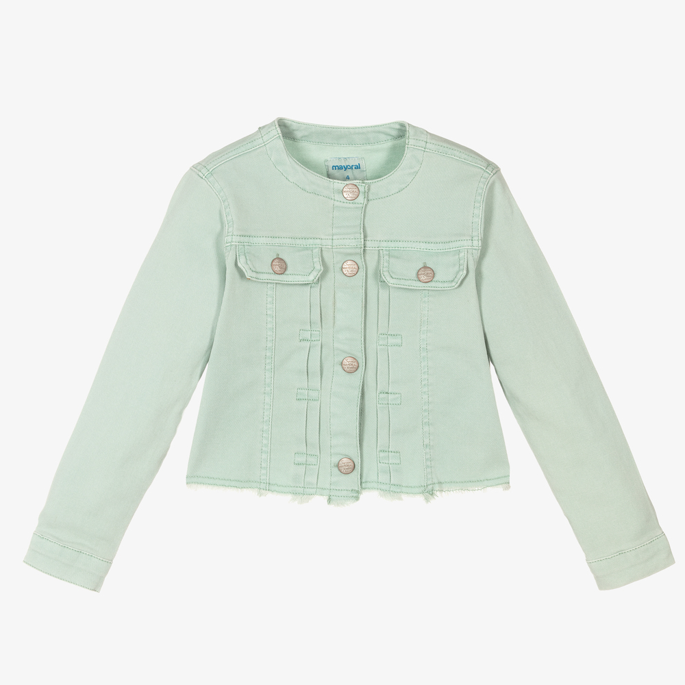 Mayoral - Veste en jean vert sauge Fille | Childrensalon