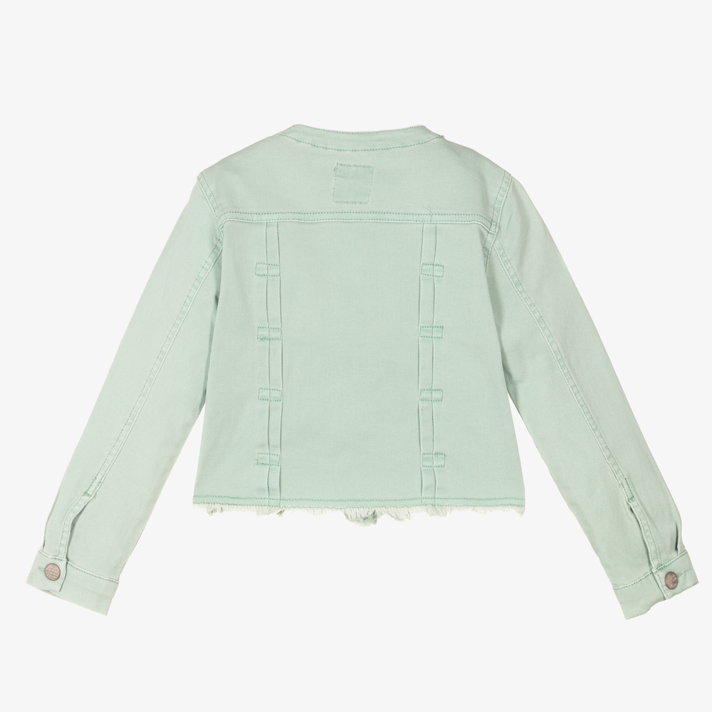 Mayoral Girls Sage Green Denim Jacket Childrensalon Outlet
