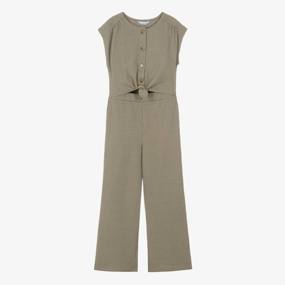 Mayoral-Girls Sage Green Knit Jumpsuit | Childrensalon Outlet