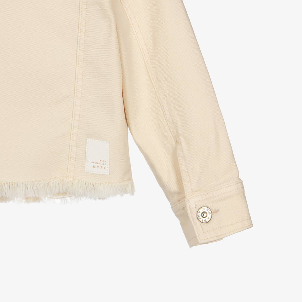 Mayoral-Girls Sand-Coloured Denim Jacket | Childrensalon Outlet