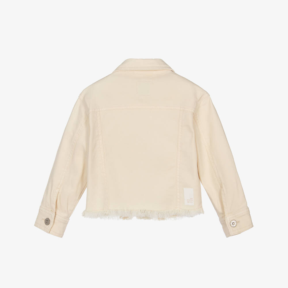 Mayoral-Girls Sand-Coloured Denim Jacket | Childrensalon Outlet
