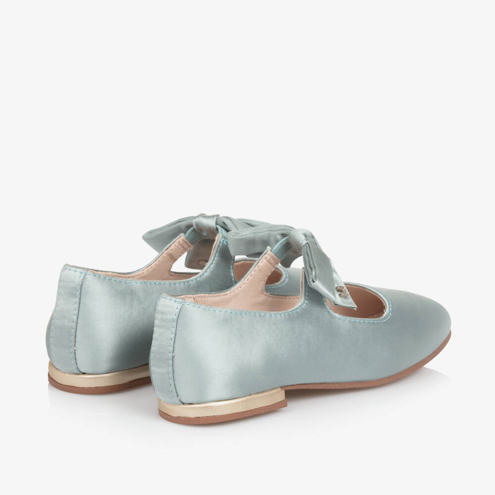 Mayoral-Girls Satin Green Bow Flats | Childrensalon Outlet