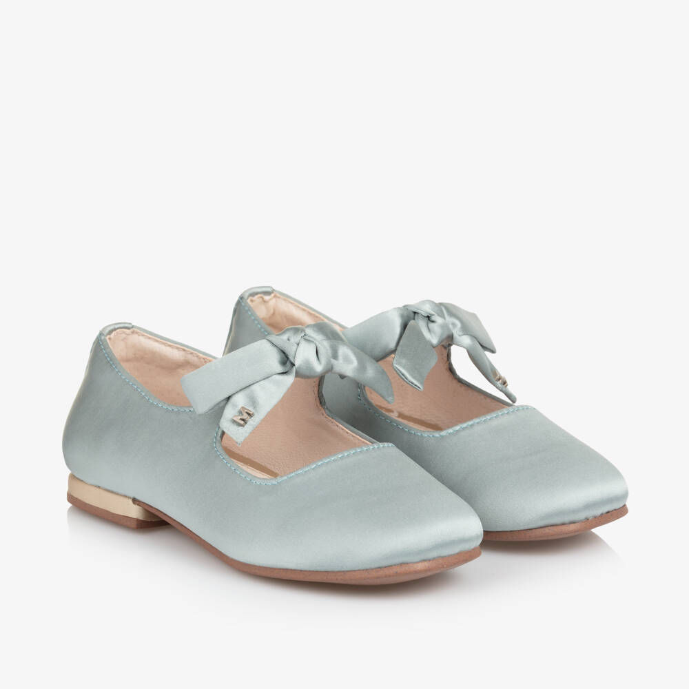 Mayoral-Girls Satin Green Bow Flats | Childrensalon Outlet