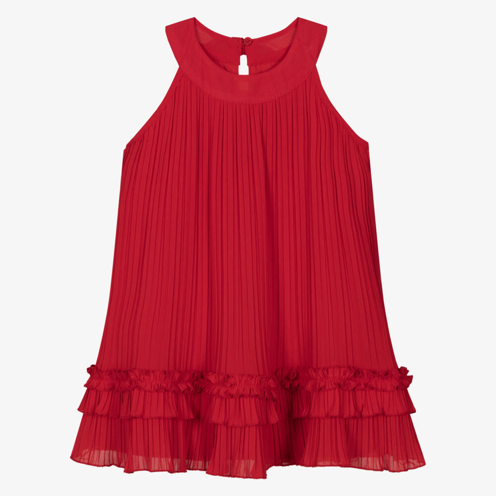 Mayoral-Girls Scarlet Chiffon Ruffle Gown | Childrensalon Outlet