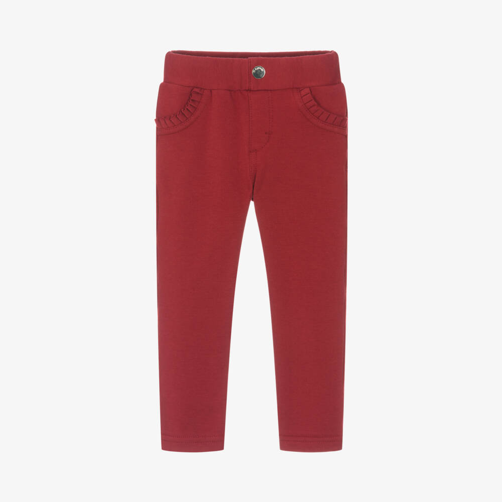 Mayoral-Girls Scarlet Cotton Knit Trousers | Childrensalon Outlet