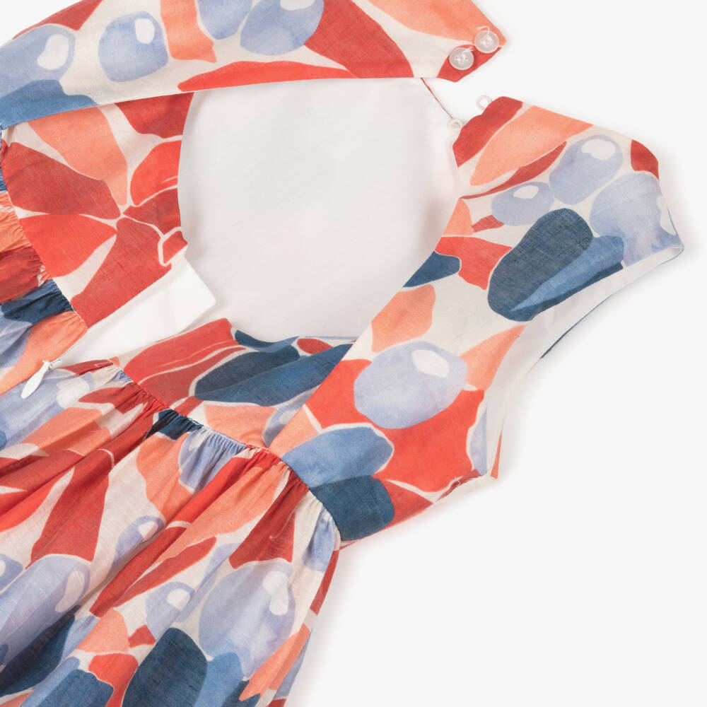 Mayoral-فستان كتان زهري للبنات بلون القرمزي | Childrensalon Outlet