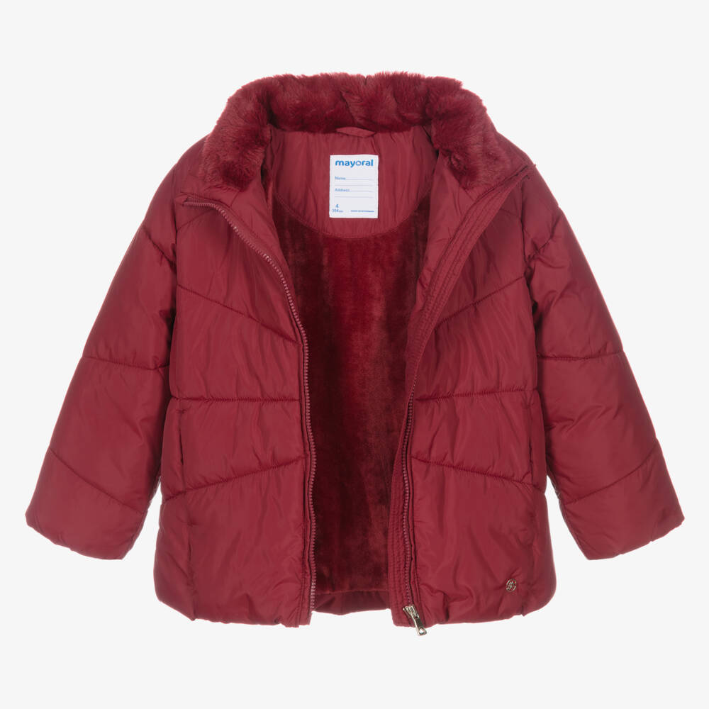 Mayoral-Girls Scarlet Hooded Puffer Jacket | Childrensalon Outlet