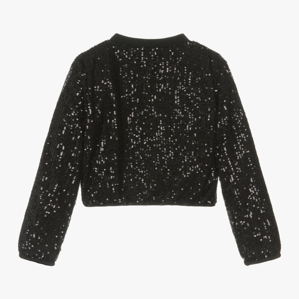 Mayoral-Girls Sequin Black Zip Jacket | Childrensalon Outlet