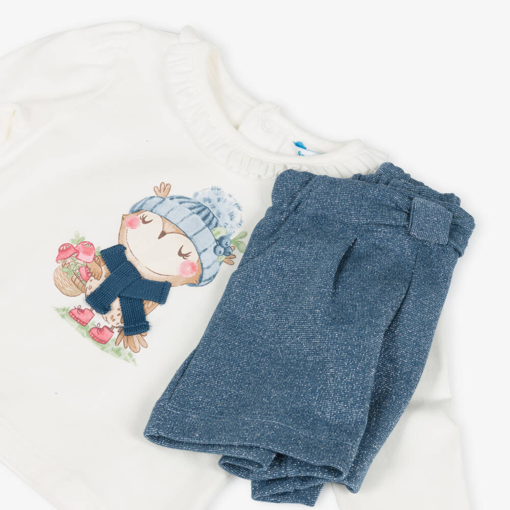 Mayoral-Girls Shimmering Blue Jersey Set | Childrensalon Outlet