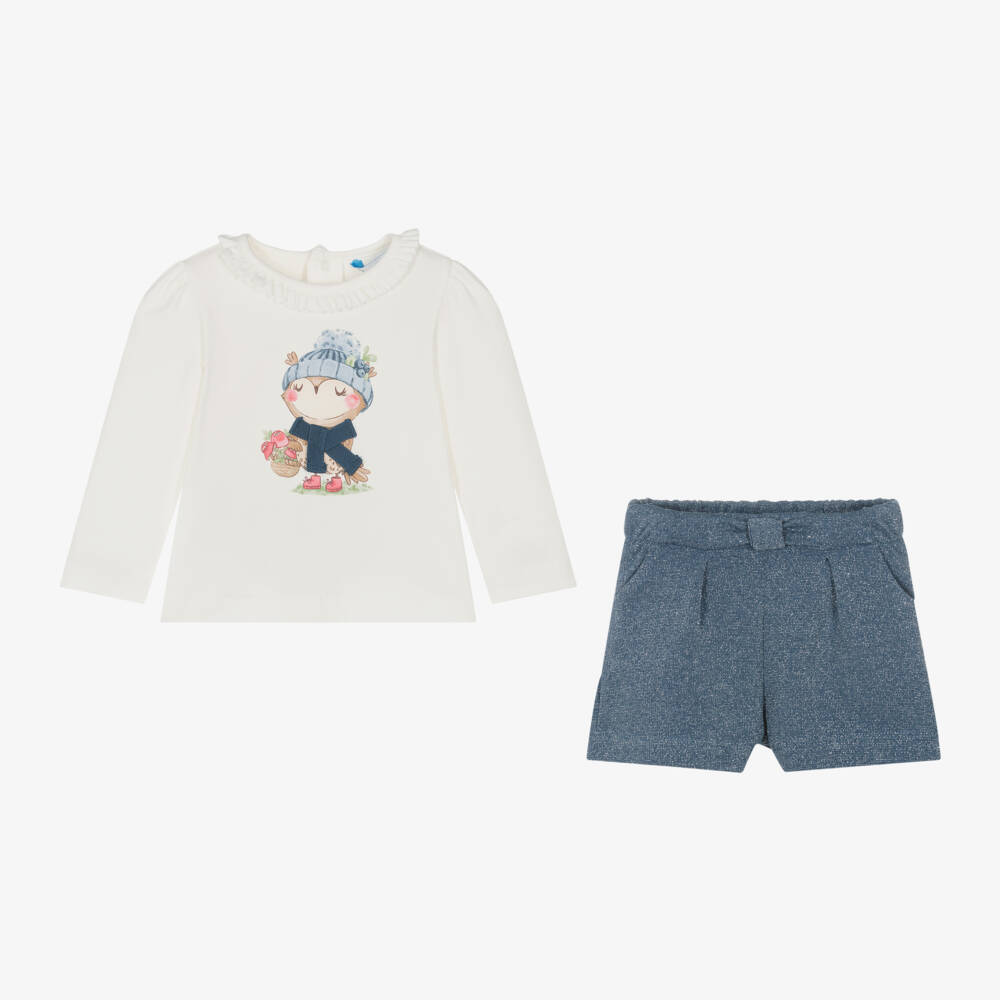 Mayoral-Girls Shimmering Blue Jersey Set | Childrensalon Outlet