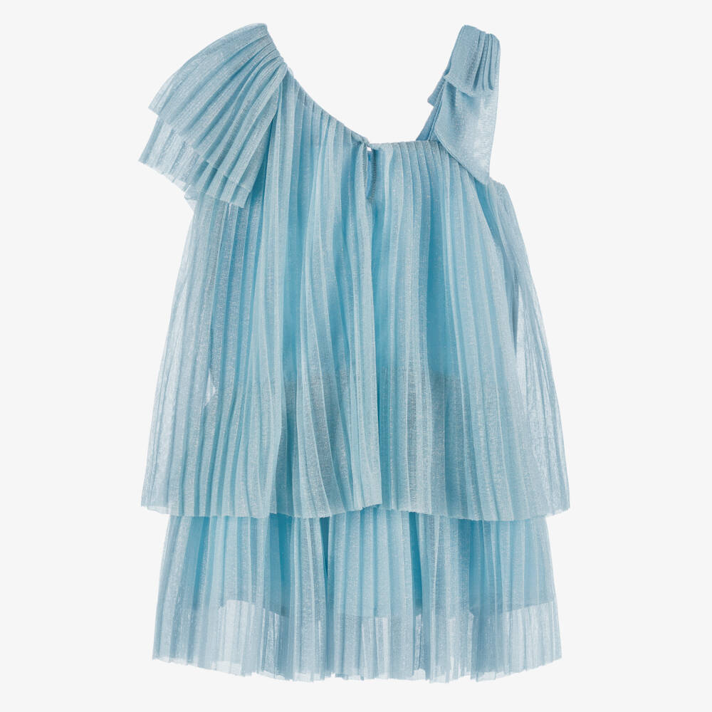 Mayoral-Блестящее синее платье с рюшами для девочек | Childrensalon Outlet