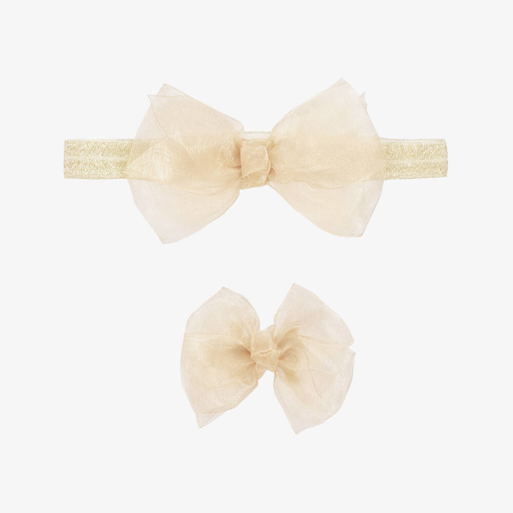 Mayoral Newborn-Girls Shimmering Bow Hair Accessory Duo | Childrensalon Outlet
