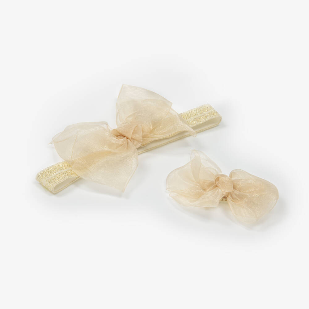 Mayoral Newborn-Girls Shimmering Bow Hair Accessory Duo | Childrensalon Outlet