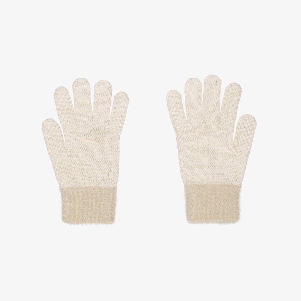 Mayoral-Girls Shimmering Gold Knit Gloves | Childrensalon Outlet