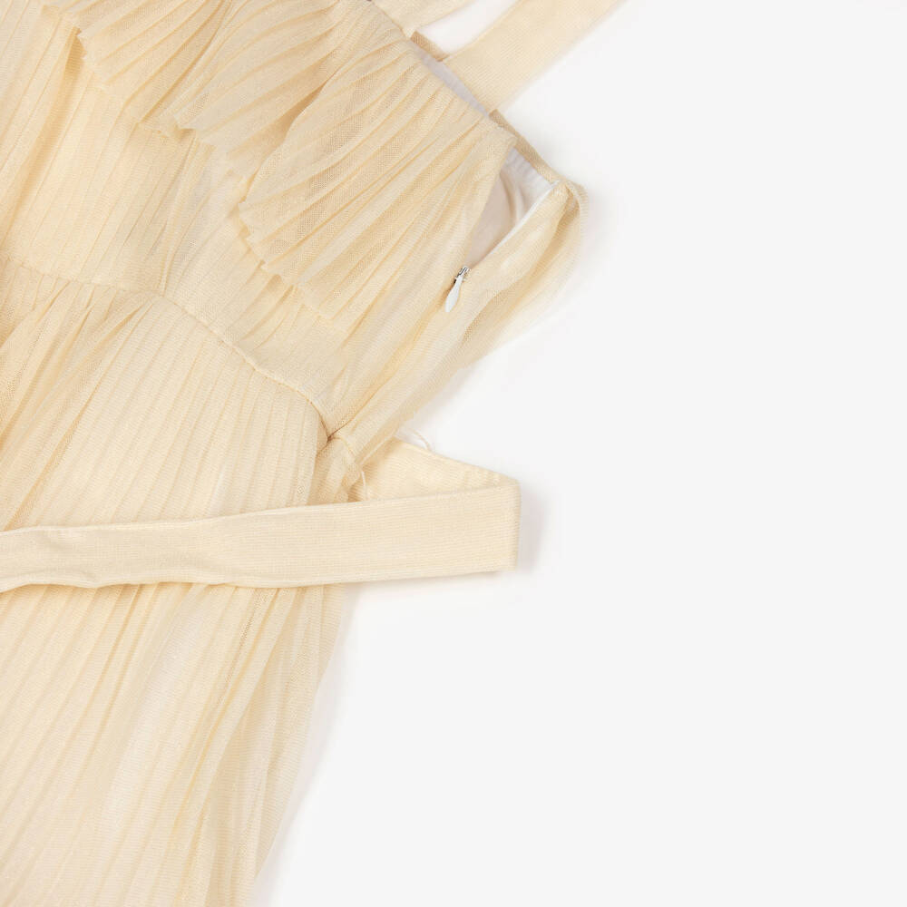 Mayoral-Girls Shimmering Gold Pleated Frock | Childrensalon Outlet