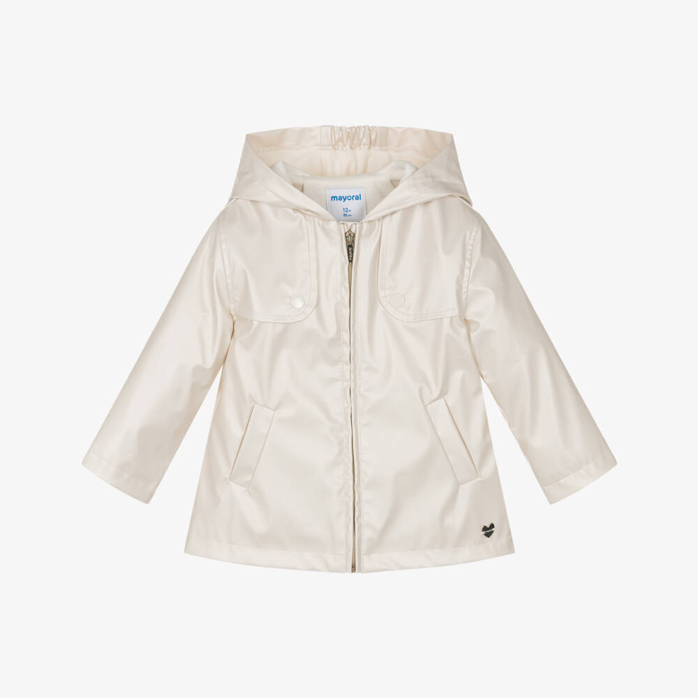 Mayoral-Girls Shimmering Ivory Rain Protector | Childrensalon Outlet