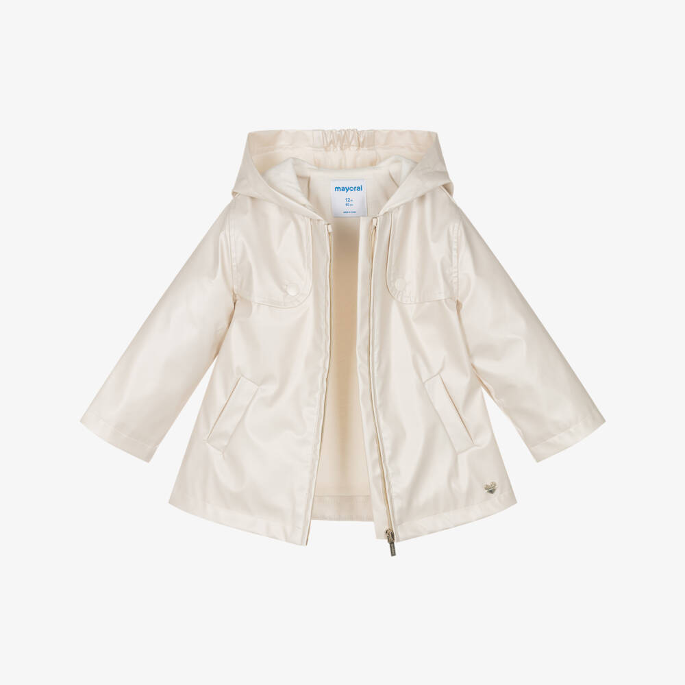 Mayoral-Girls Shimmering Ivory Rain Protector | Childrensalon Outlet