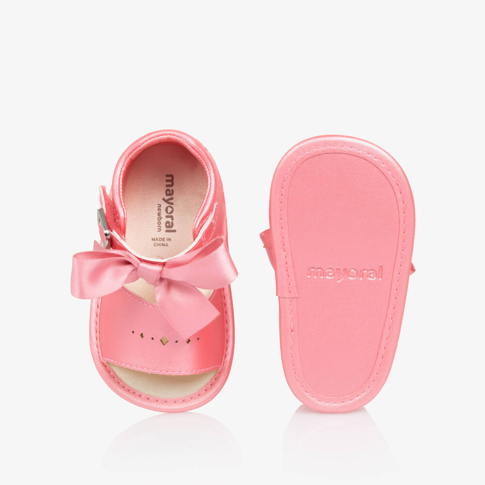 Mayoral Newborn-Girls Shimmering Pink Bow Sandals | Childrensalon Outlet