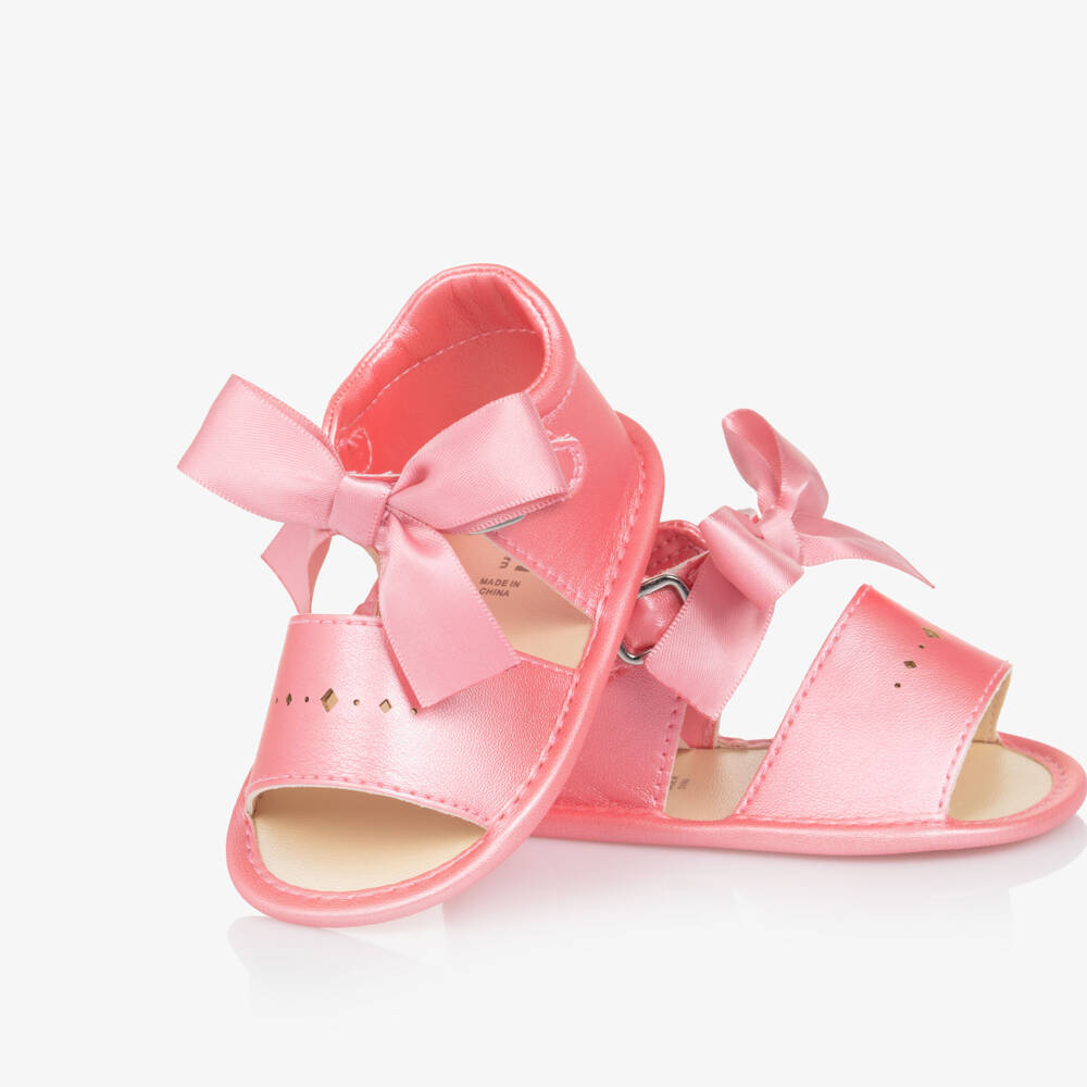 Mayoral Newborn-Girls Shimmering Pink Bow Sandals | Childrensalon Outlet