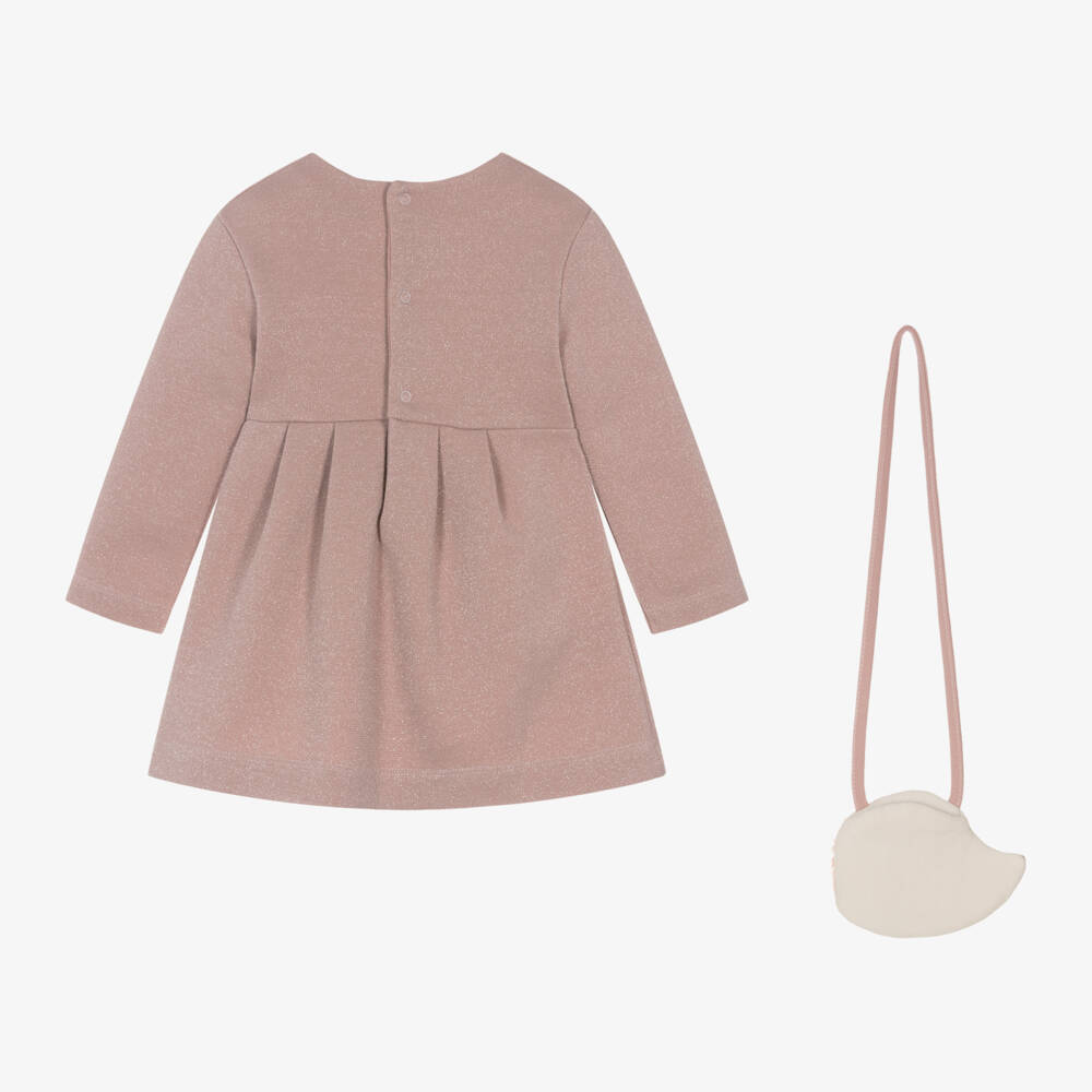 Mayoral-Girls Shimmering Pink Dress Ensemble | Childrensalon Outlet