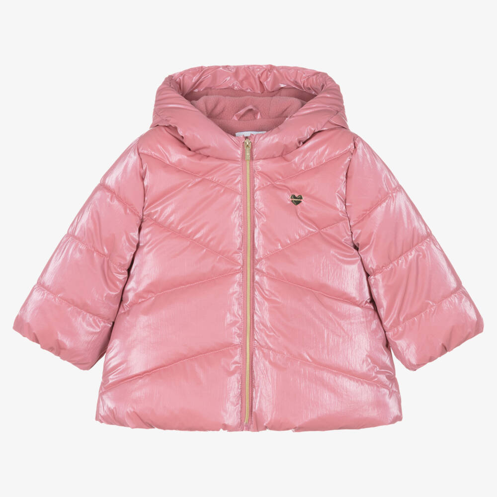 Mayoral-Girls Shimmering Pink Quilted Jacket | Childrensalon Outlet