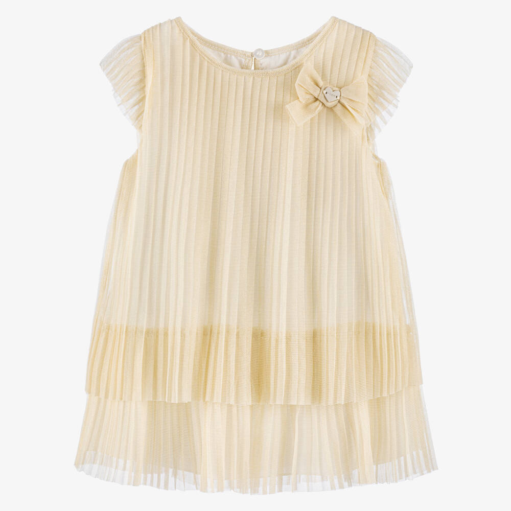 Mayoral-Girls Shimmering Pleated Tulle Gown | Childrensalon Outlet