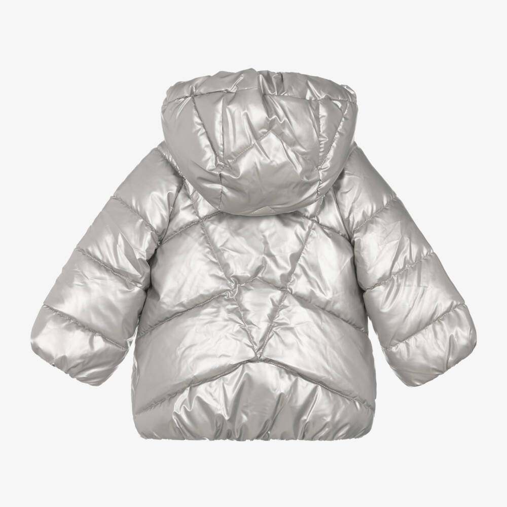 Mayoral-معطف بافر بهودي لون فضي ميتاليك للبنات | Childrensalon Outlet