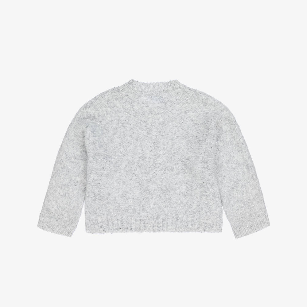 Mayoral-Girls Shimmering Silver Knit Sweater | Childrensalon Outlet